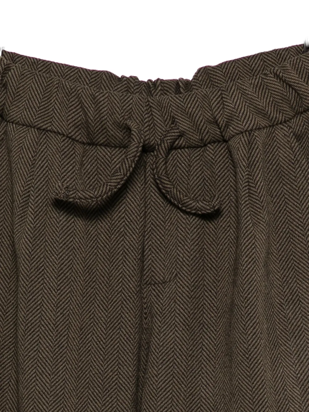 Manuel Ritz Herringbone Drawstring Trousers In Brown