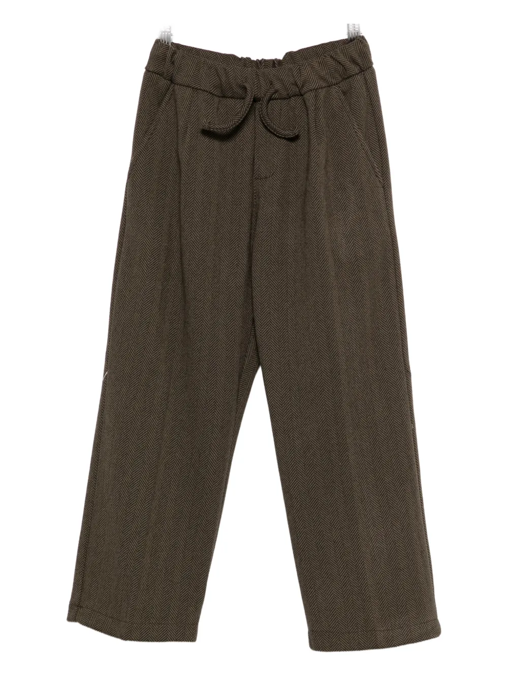 Manuel Ritz Herringbone Drawstring Trousers In Brown