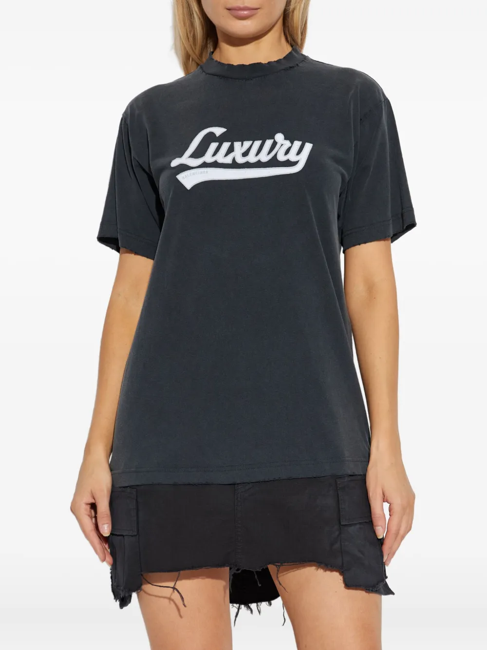 Balenciaga Gelaagde jurk met geborduurd logo Zwart