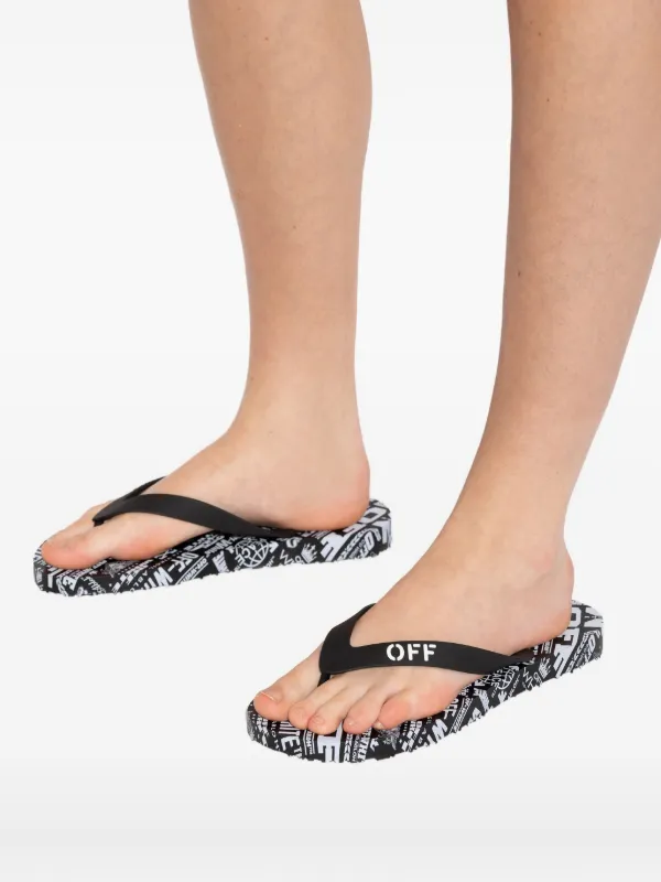 off white flip flops black
