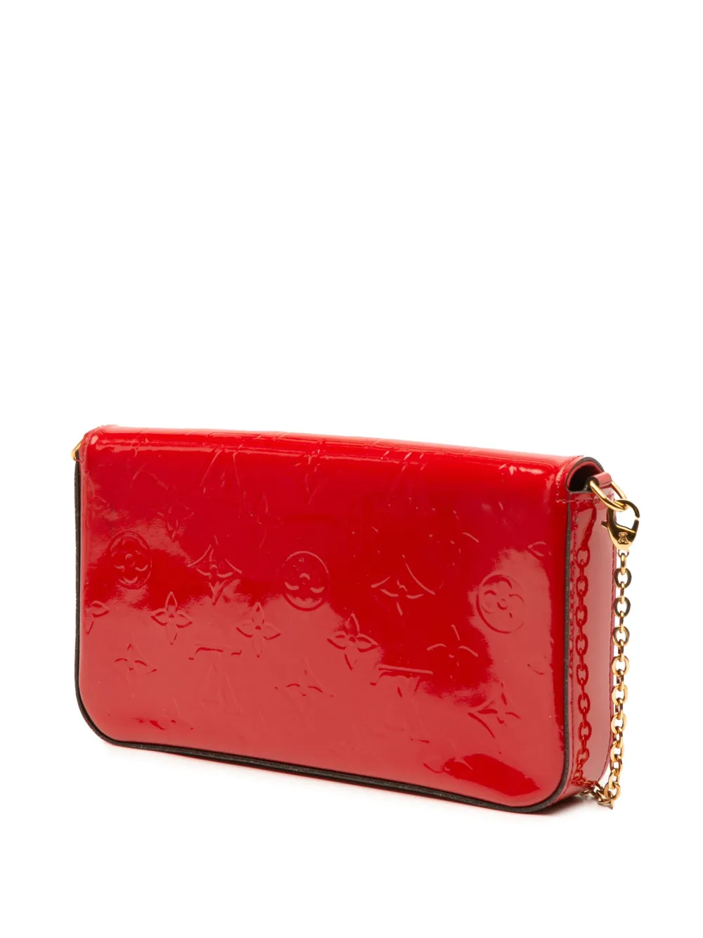 Pre-owned Louis Vuitton 2016 Monogram Vernis Pochette Felicie Crossbody Bag In Red