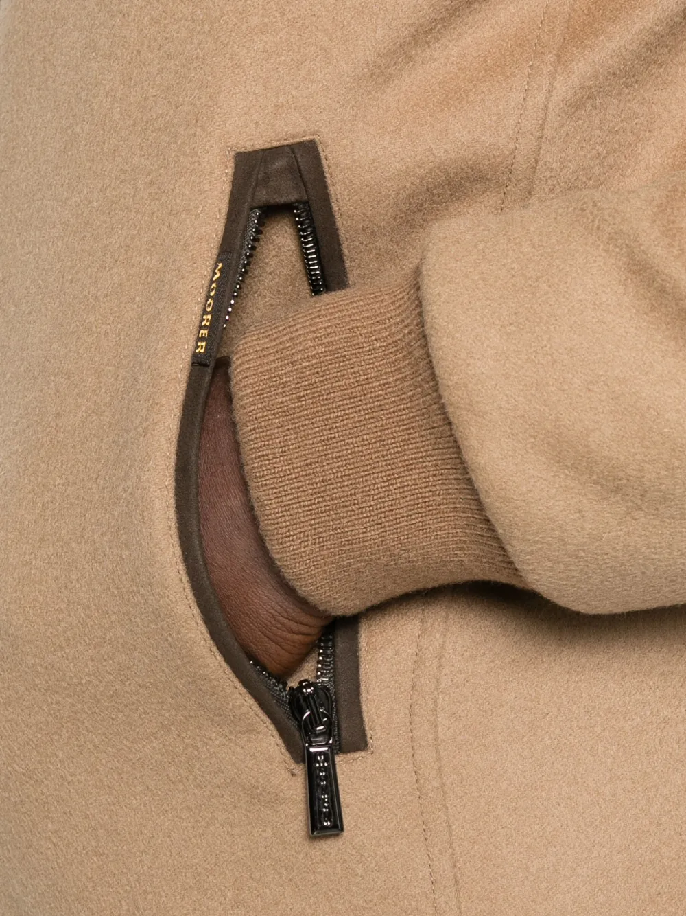 Moorer Jack met afwerking van bont en rits Bruin