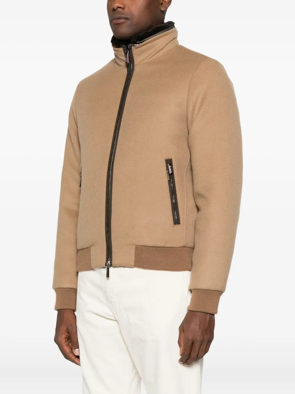 Moorer Jack met afwerking van bont en rits Bruin