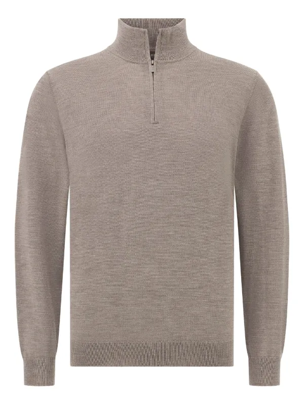 Boggi Milano half-zip Wool Sweater Neutrals FARFETCH IN