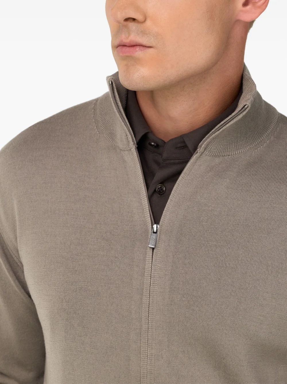 Boggi Milano Wollen vest met rits Beige