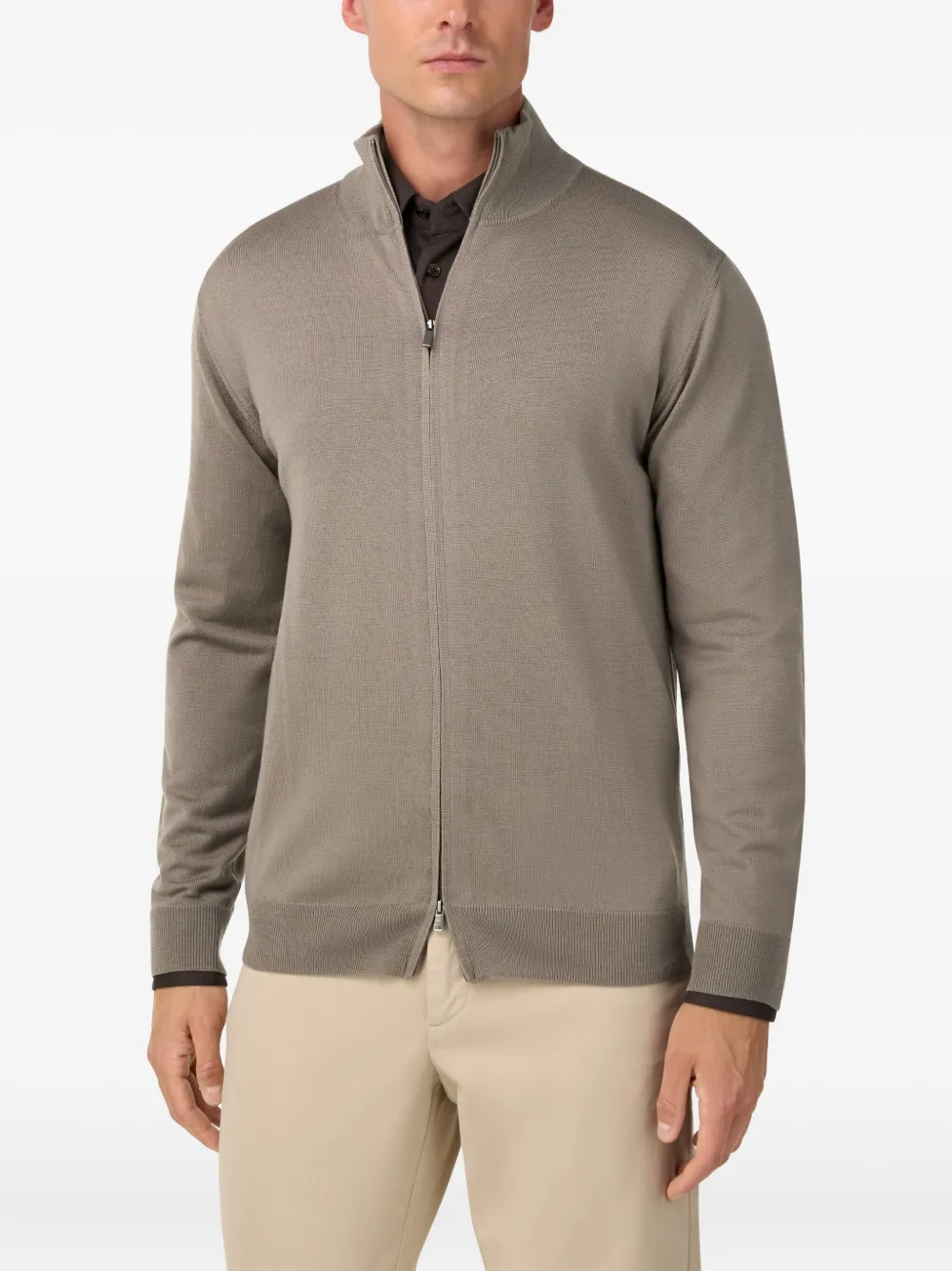 Boggi Milano Wollen vest met rits Beige