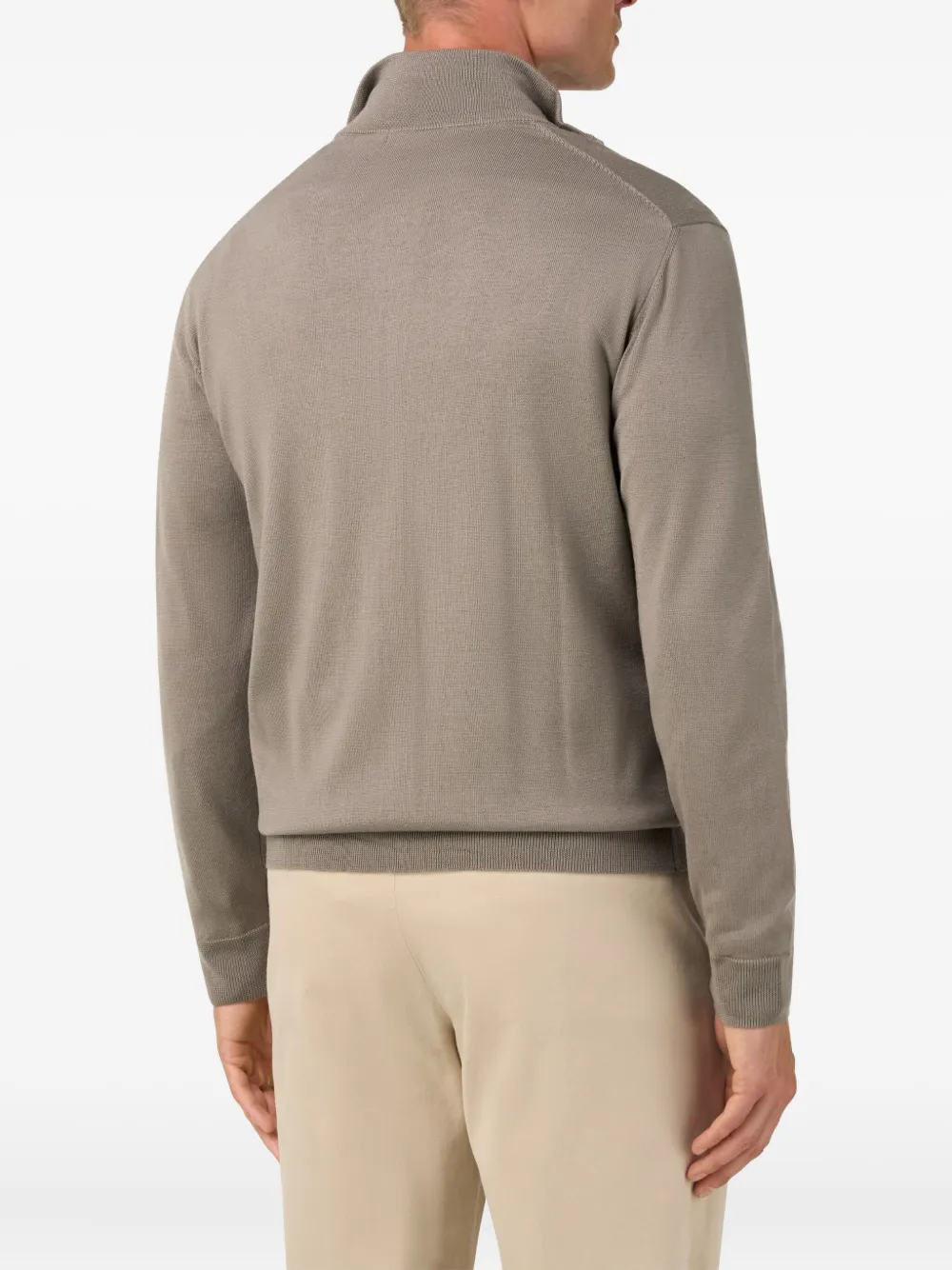 Boggi Milano Wollen vest met rits Beige