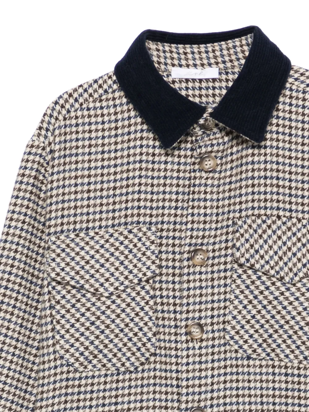 Miss Grant Kids Shirt met pied-de-poule print en kraag Beige