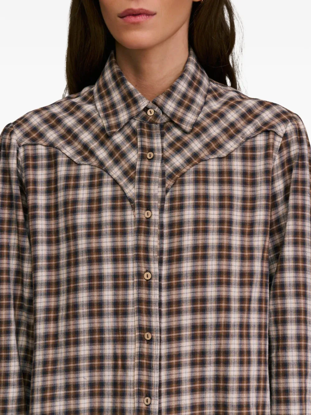 Diega Plaid Buttoned Shirt In Brown