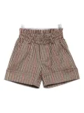 Miss Grant Kids check-pattern elastic-waist shorts - Brown