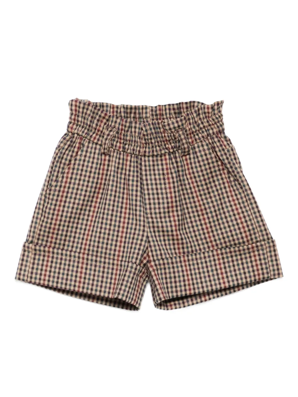 Miss Grant Kids check-pattern elastic-waist shorts | Brown | Image 1