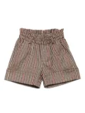 Miss Grant Kids check-pattern elastic-waist shorts - Brown