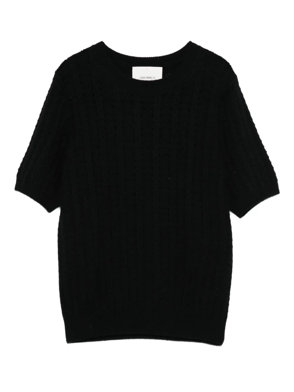 Lisa Yang openwork short-sleeve knitted top | Black | Image 1