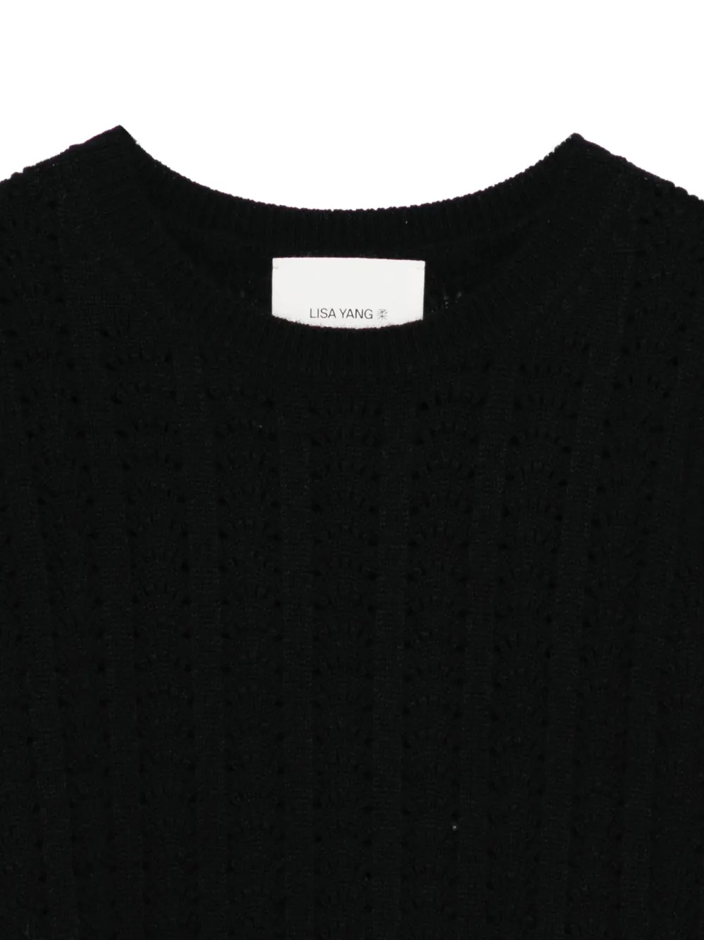 Lisa Yang Openwork gebreide top met korte mouwen Zwart