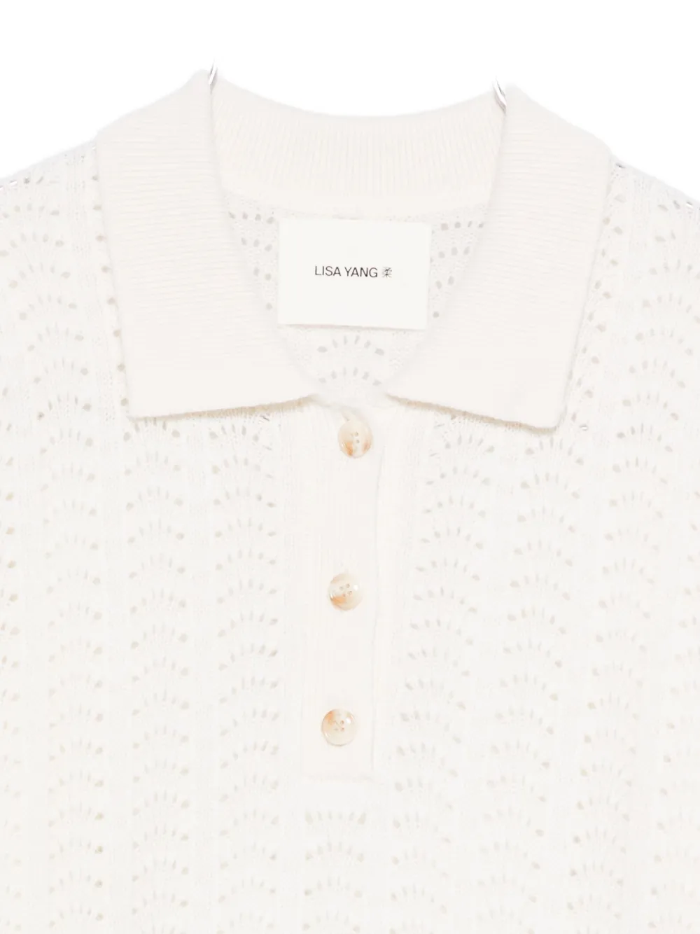 Lisa Yang Openwork Polo Knitted Top In Neutral