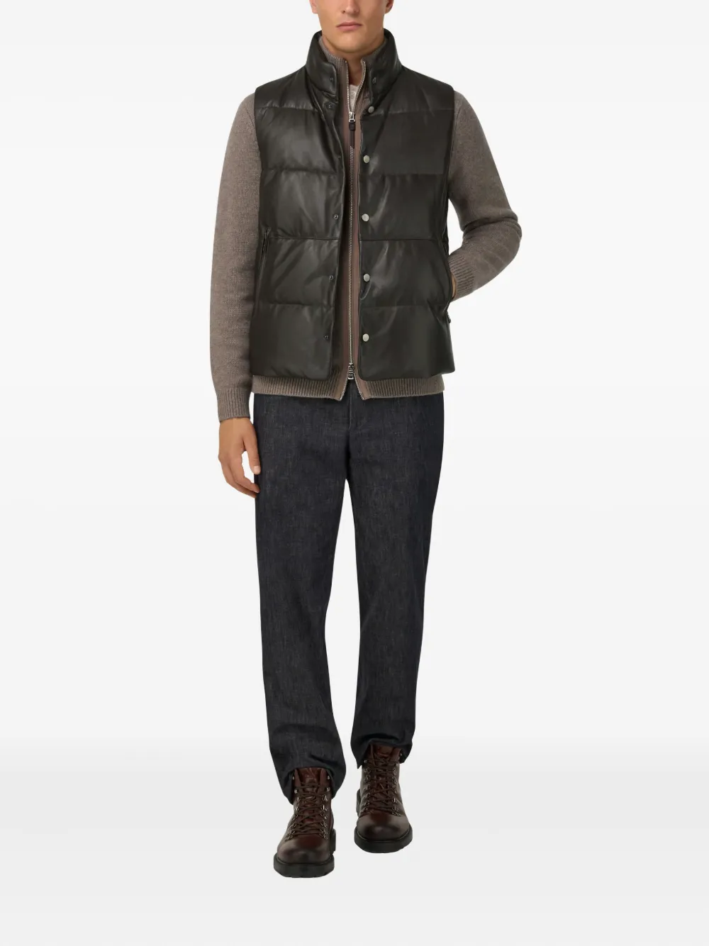 Boggi Milano Genuine Leather Gilet With Down Padding | Vests & Tank Tops | Image 2