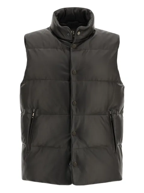 Boggi Milano Genuine Leather Gilet With Down Padding