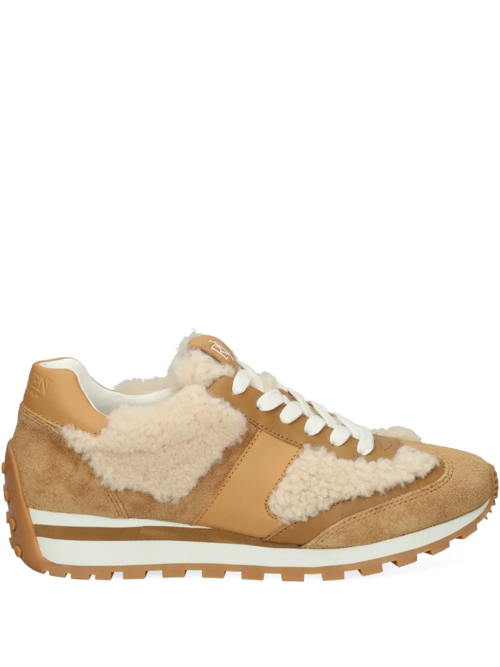 Lauren Ralph Lauren shearling suede sneakers Brown