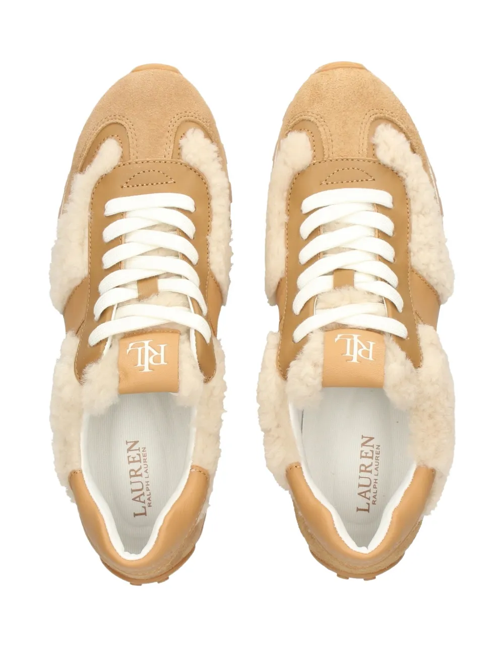 Lauren Ralph Lauren shearling suede sneakers Brown