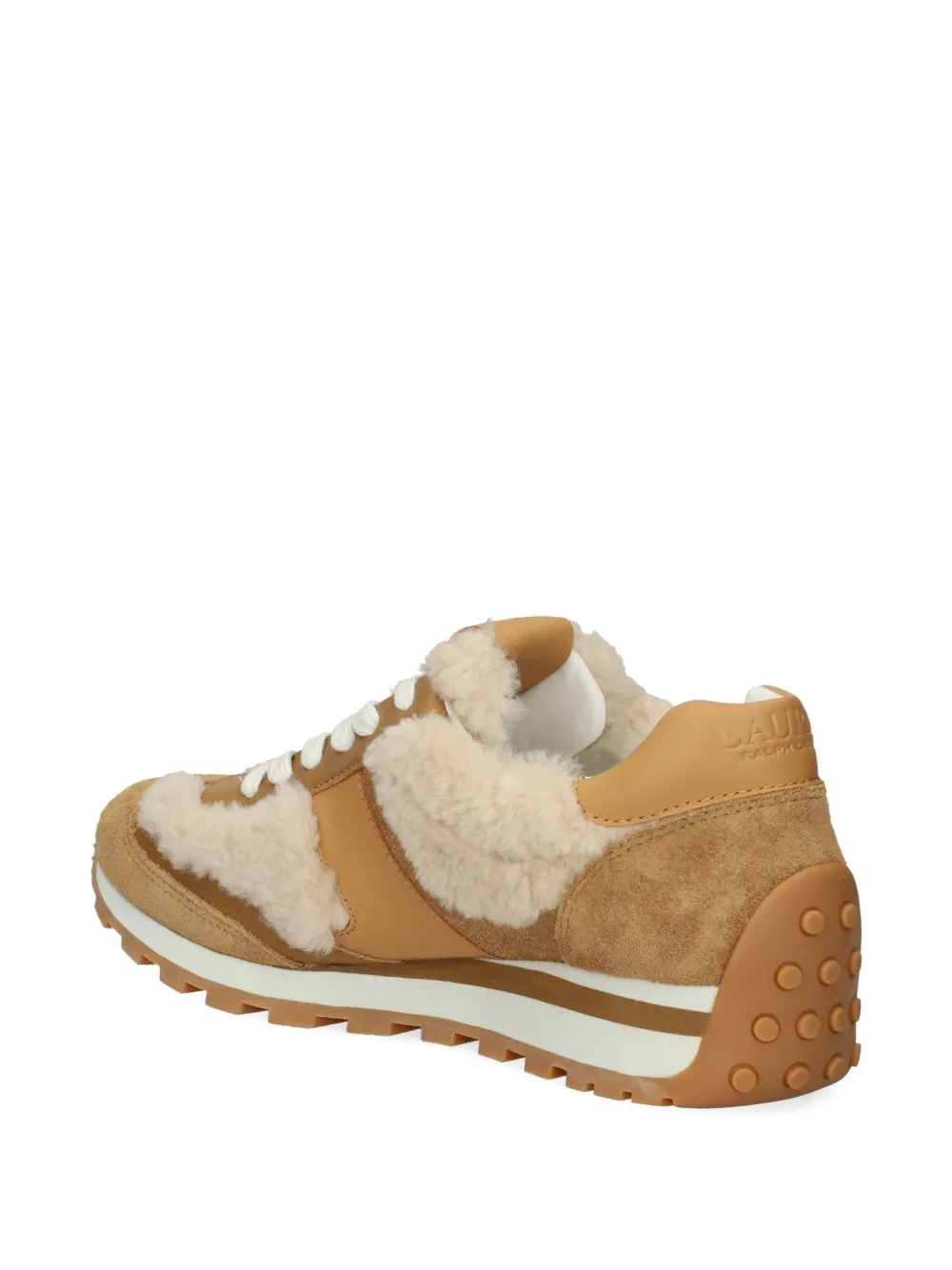 Lauren Ralph Lauren shearling suede sneakers Brown