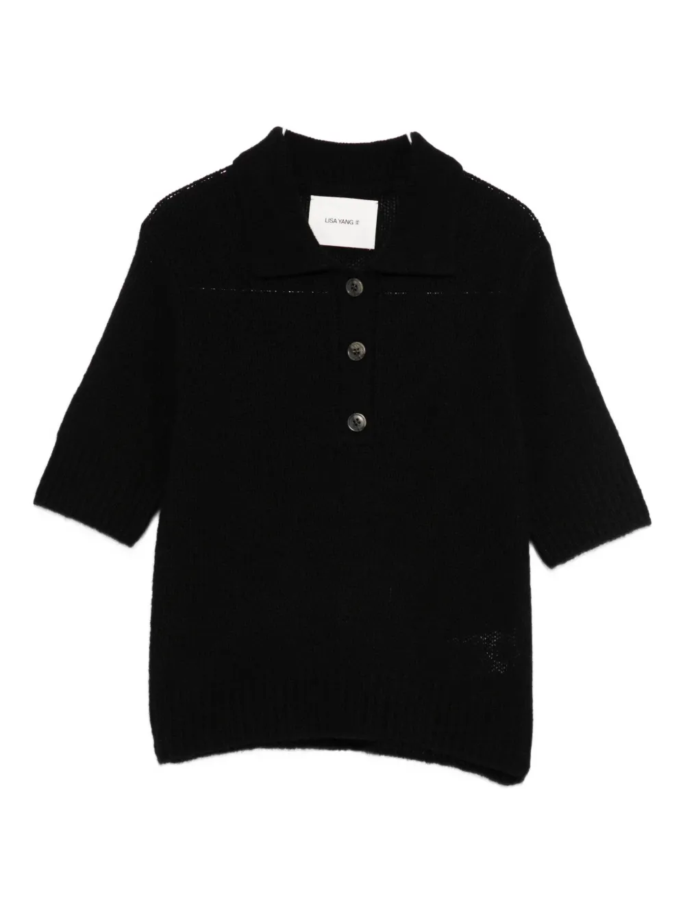 Lisa Yang Knitted Polo Top In Black
