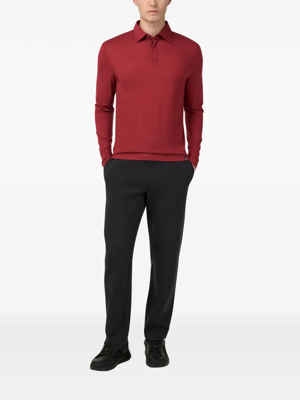 Boggi Milano long-sleeved wool-blend polo shirt - Rood