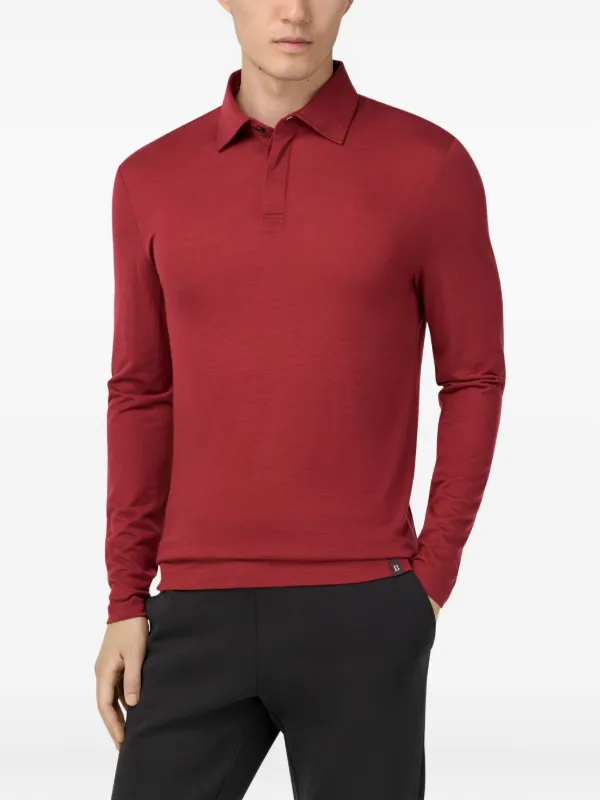 Boggi Milano long-sleeved wool-blend Polo Shirt Red FARFETCH NO