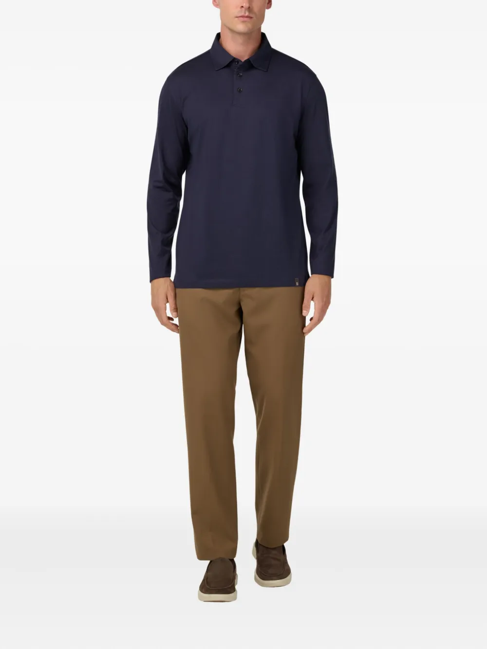 Boggi Milano Cotton And Silk Blend Polo Shirt In Blue