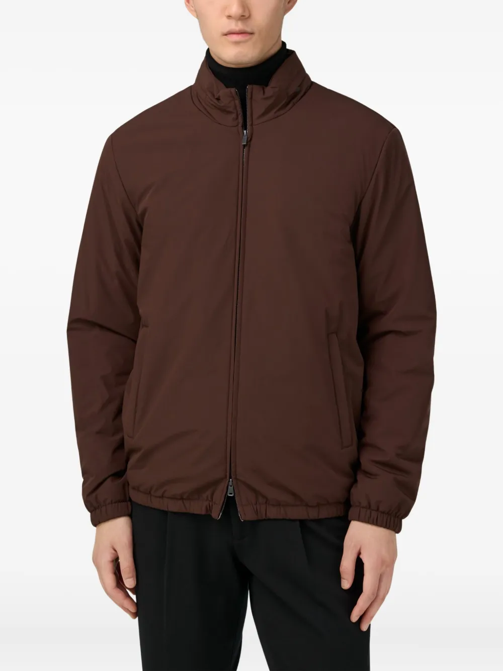 Boggi Milano Technical Fabric Bomber Jacket In Brown