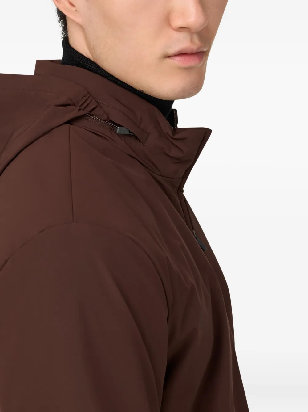 Boggi Milano Technical Fabric Bomber Jacket In Brown