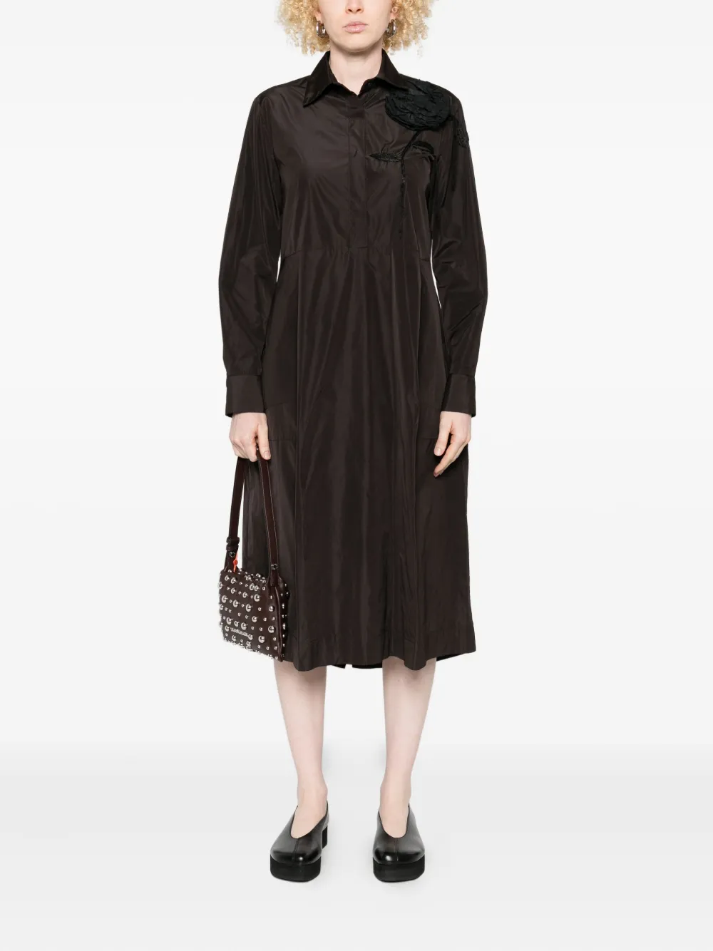 Liviana Conti rose-embellished shirt dress - Bruin