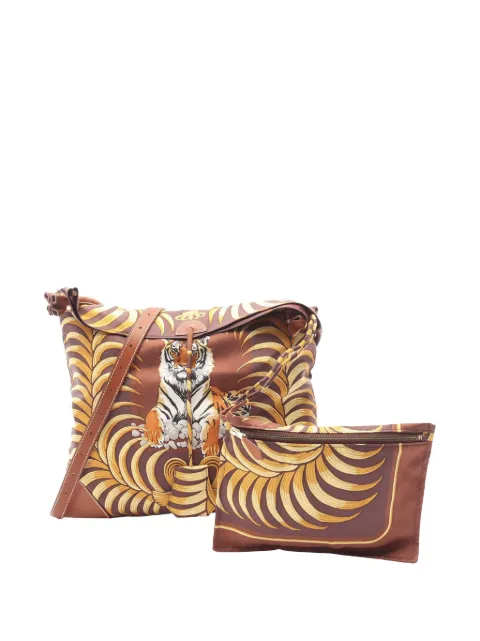 Hermès Pre-Owned bolsa crossbody Barenia Trimmed Silk Tiger Royal Silky City 33 2008