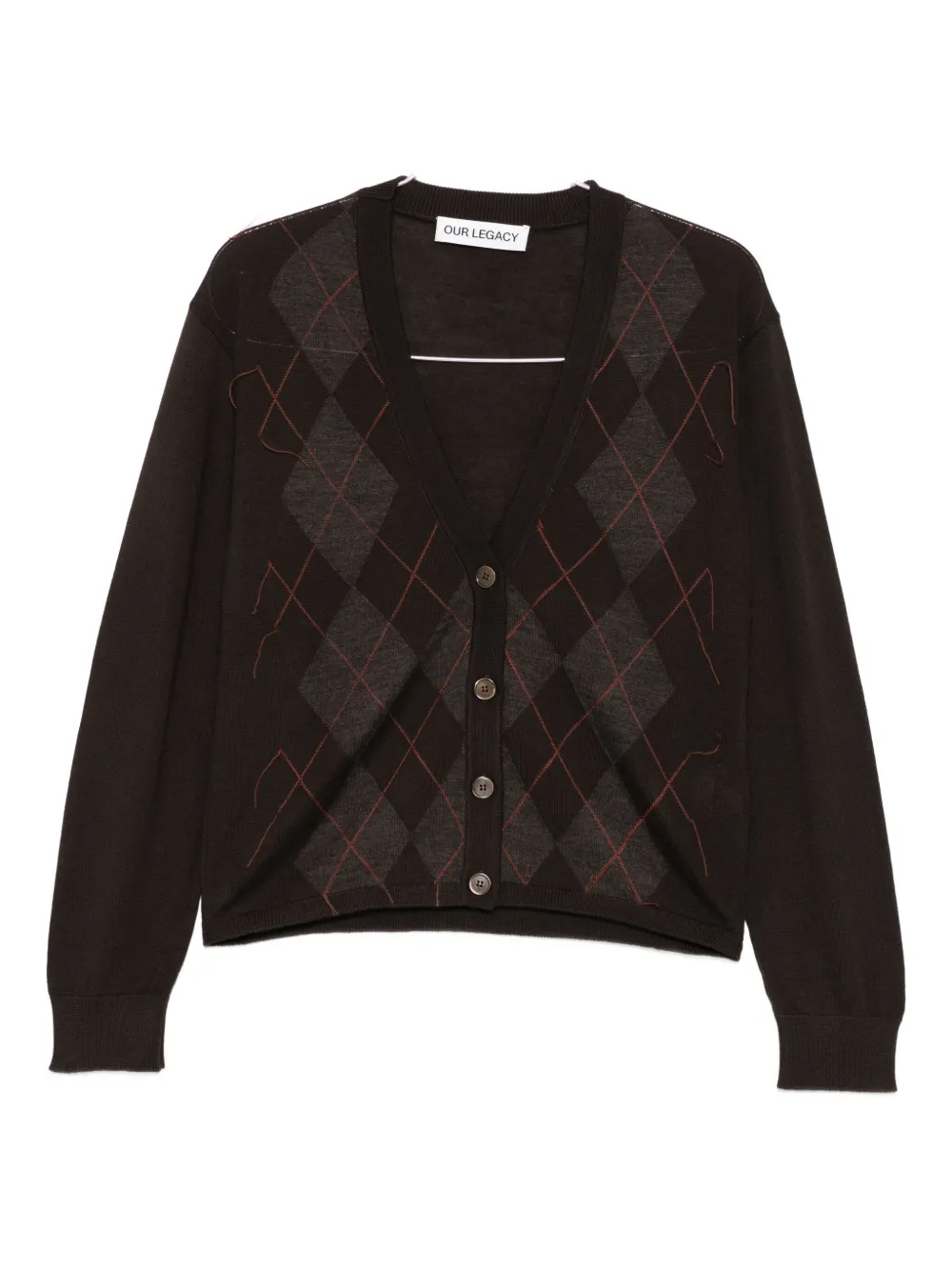 Our Legacy Cardigan Mit Argyle-muster In Brown