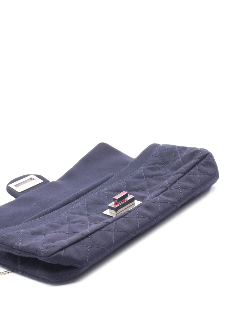 Pre-owned Chanel 2008-2009 Reissue 2.55 Quilted Jersey Union Jack East West Flap Shoulder Bag In Blue