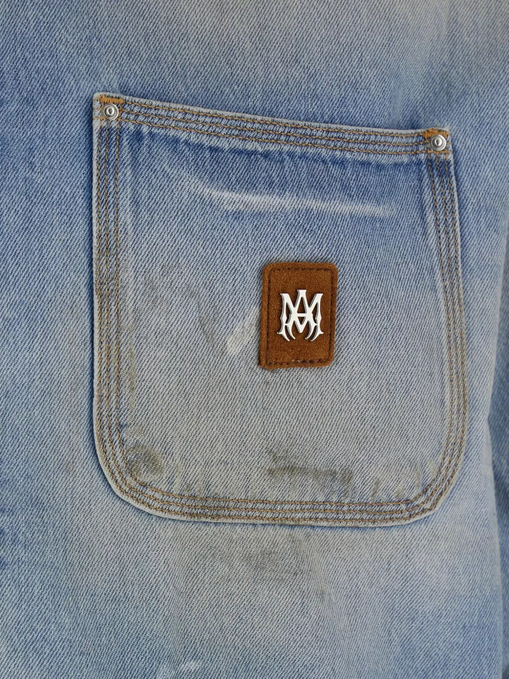 AMIRI Denim jack met logopatch Blauw