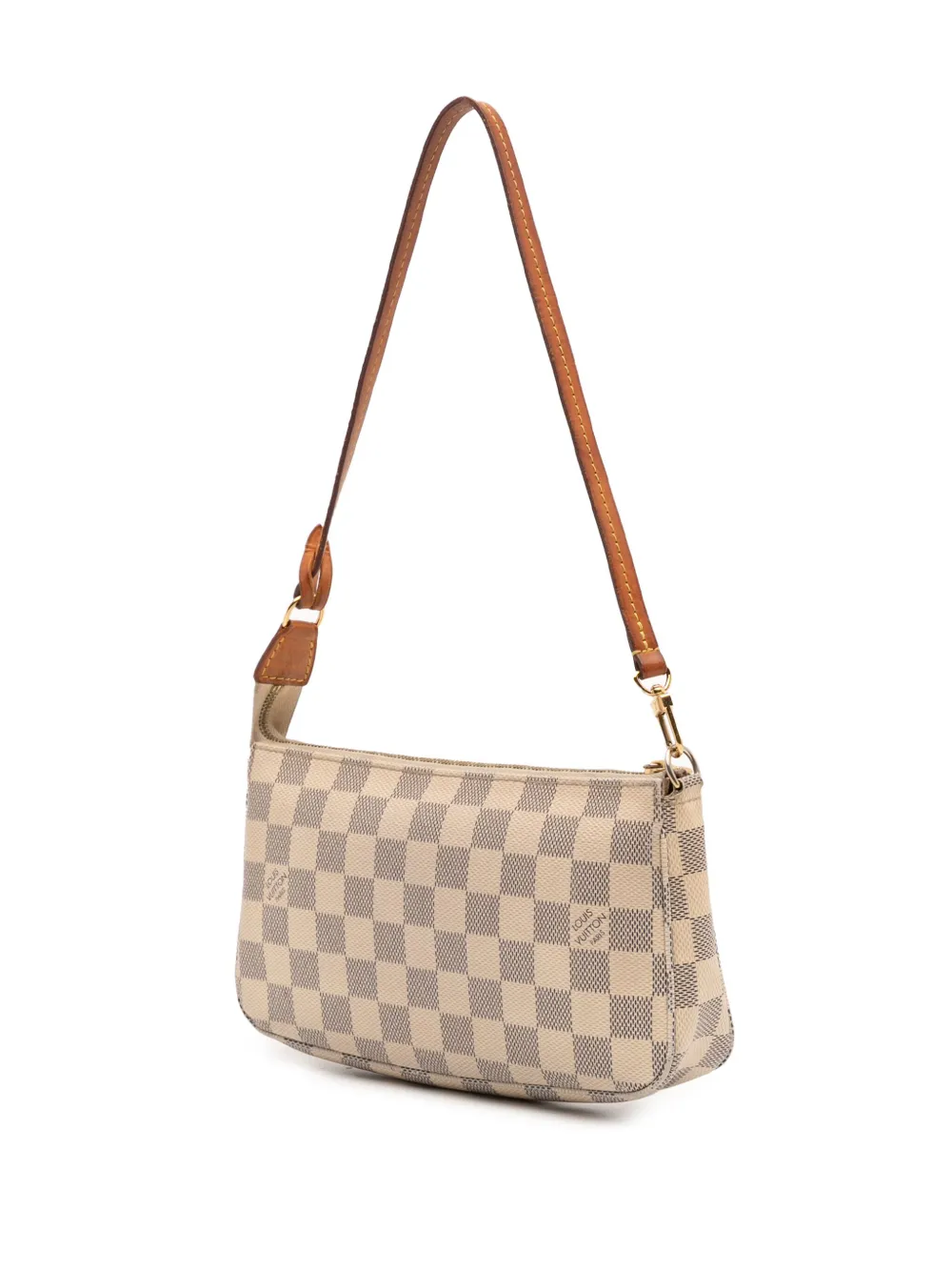 Pre-owned Louis Vuitton 2012 Damier Azur Pochette Accessoires Shoulder Bag In White