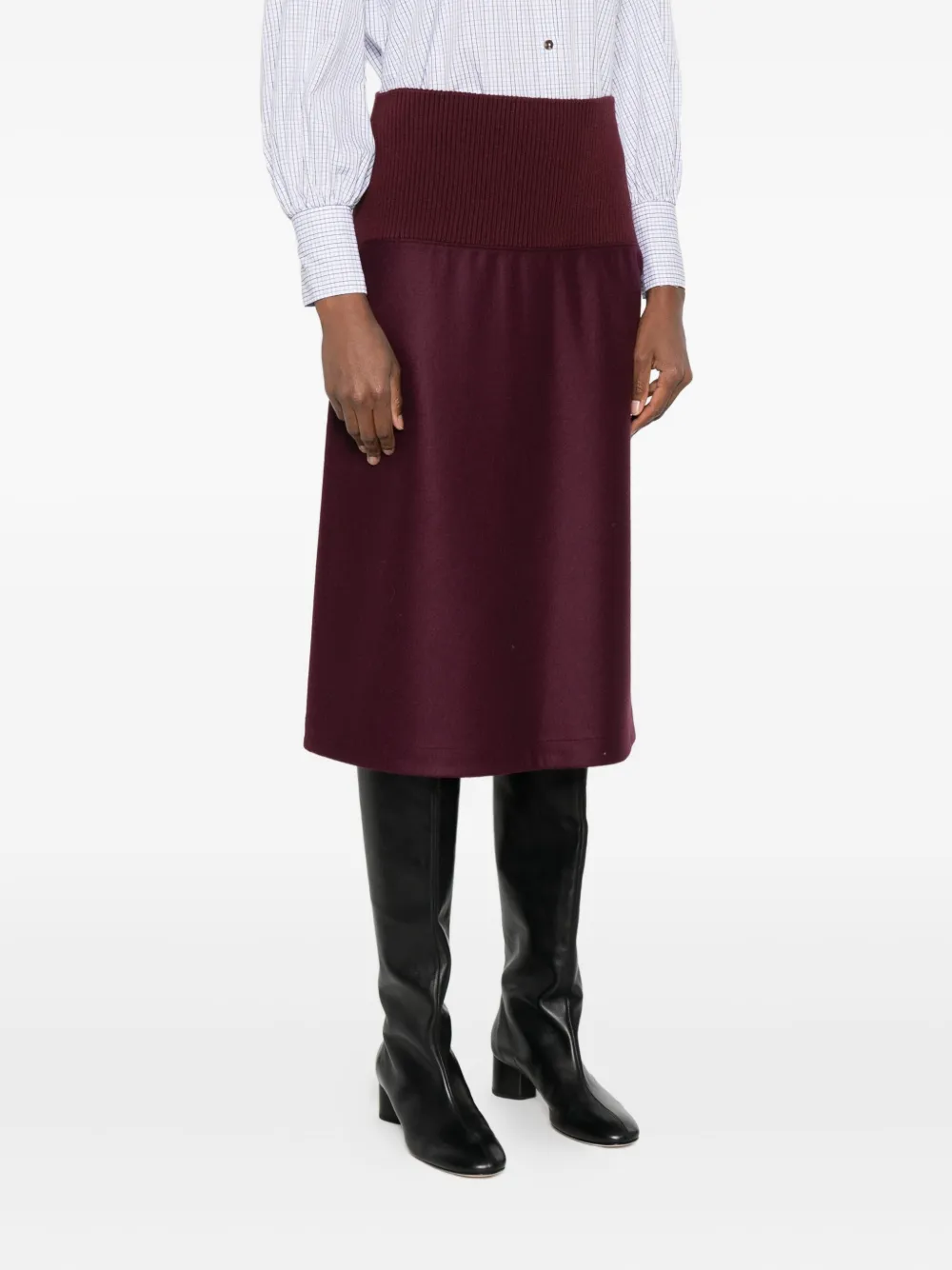 Jil Sander Rok met geribbelde taille Rood