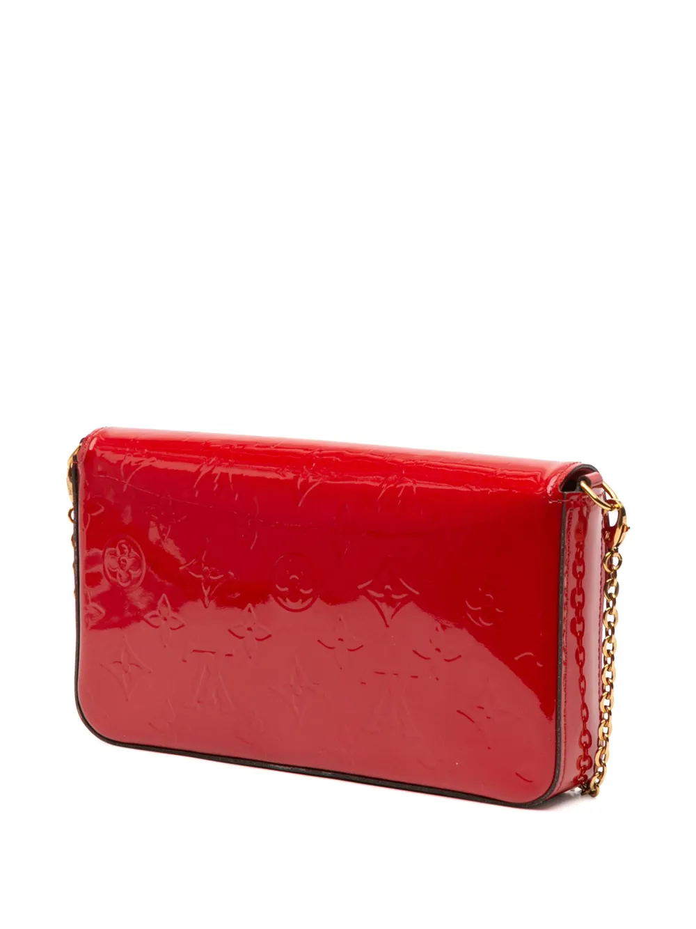 Pre-owned Louis Vuitton 2016 Monogram Vernis Pochette Felicie Crossbody Bag In Red