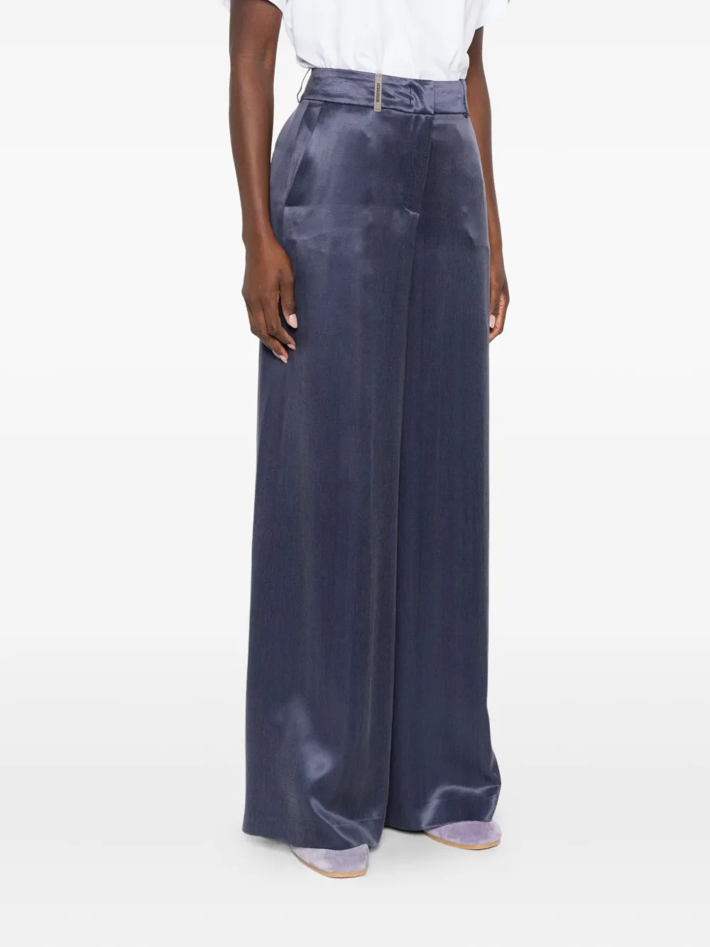 Peserico Satin Pants In Blue