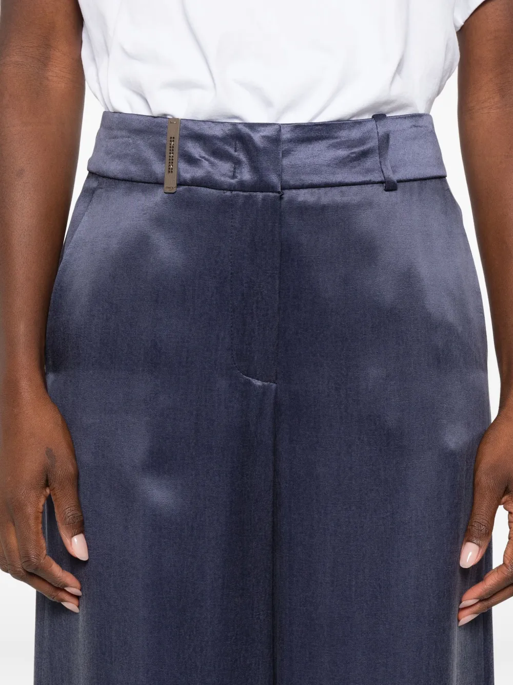 Peserico Satin Pants In Blue