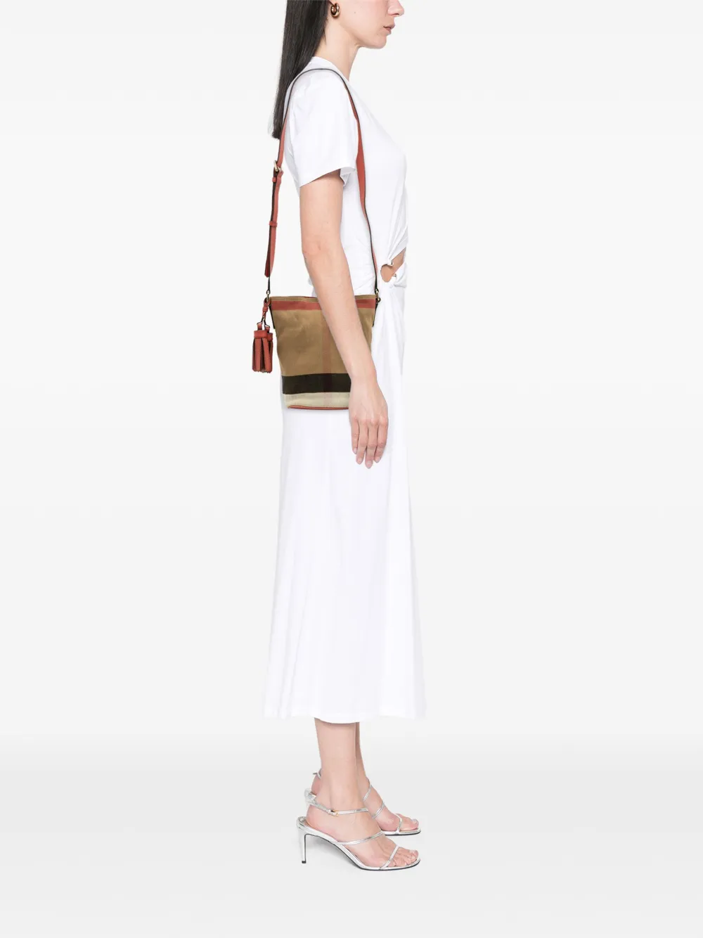 Burberry Pre-Owned 2000-2017 Mini Mega Check Canvas Ashby Tassel bucket bag | Pre-Owned | Image 2