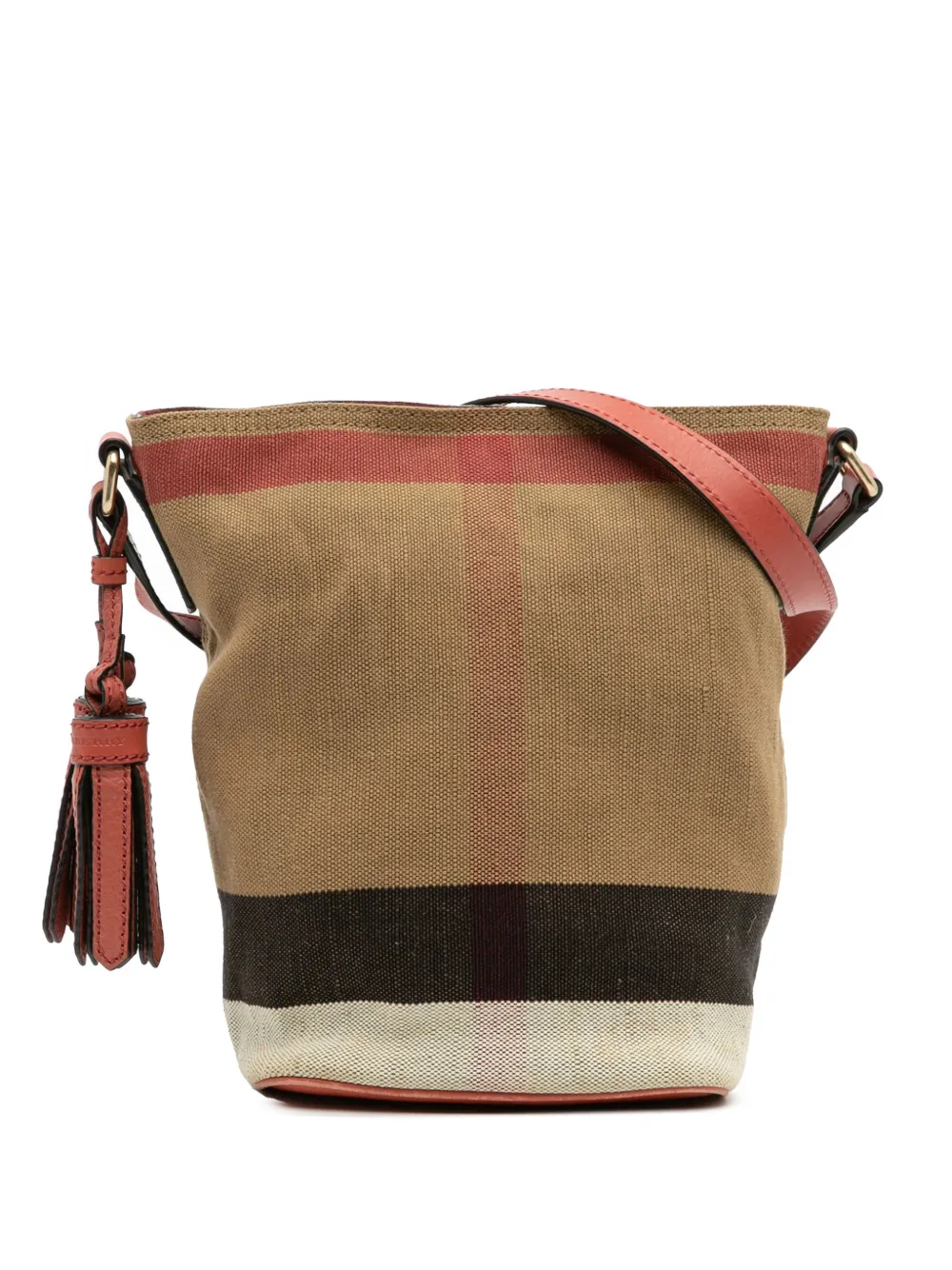 Burberry Pre-Owned 2000-2017 Mini Mega Check Canvas Ashby Tassel bucket bag | Brown | Image 1
