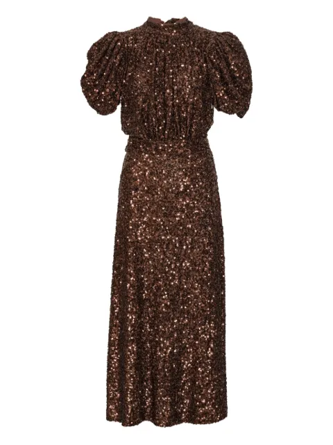ROTATE BIRGER CHRISTENSEN sequin-embellishment puff-sleeve midi dress