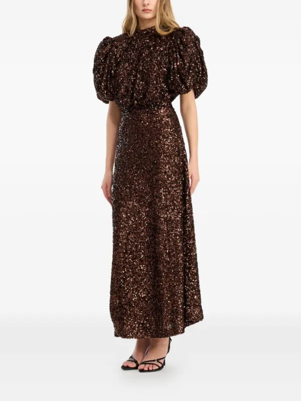 rotate brown sequin dress Brown Short sequin dress ROTATE