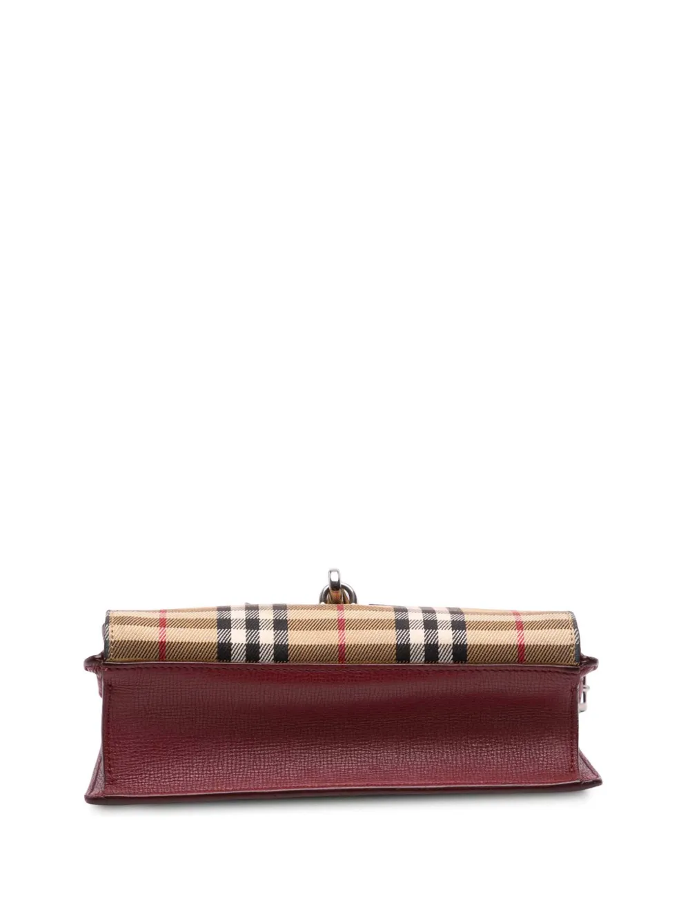 Pre-owned Burberry 2000-2025 Small Leather And House Check Canvas Derby Macken Crossbody Bag In Red