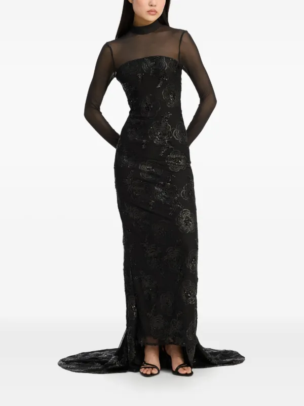 rotate sequin dress black ROTATE Sequins Bow Mini Dress in Black