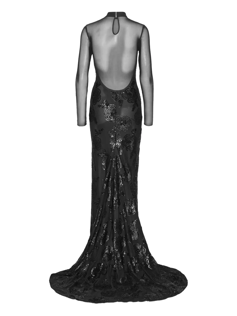 ROTATE BIRGER CHRISTENSEN Maxi-jurk verfraaid met pailletten en bloemen Zwart