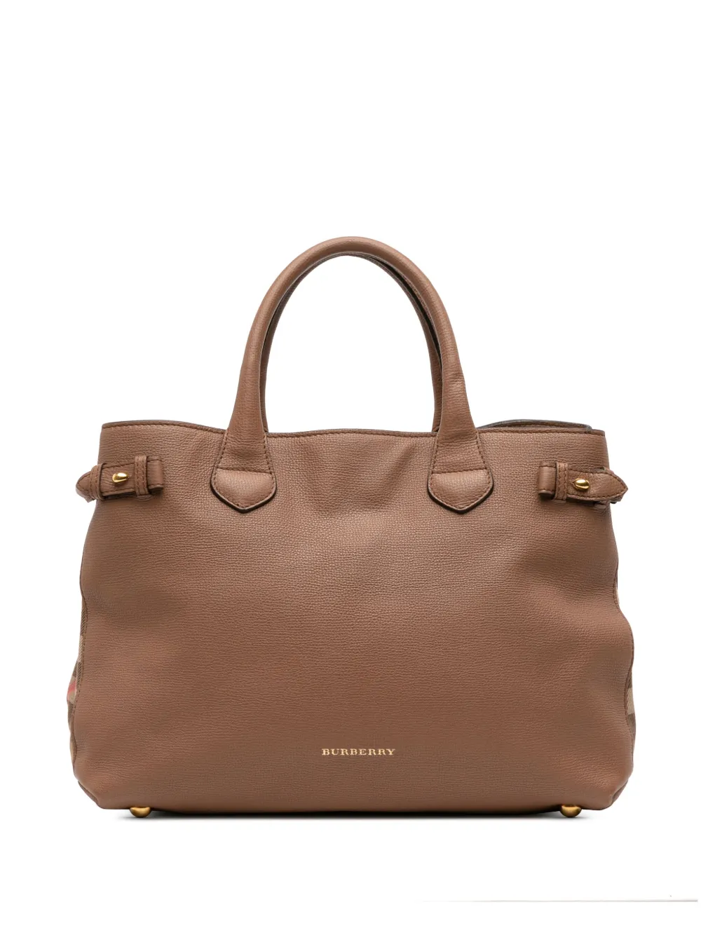 Burberry Pre-Owned 2000-2017 Medium Leather and House Check Banner Burberry Pre-Owned 2000-2017 Medium Leather and House Check Banner