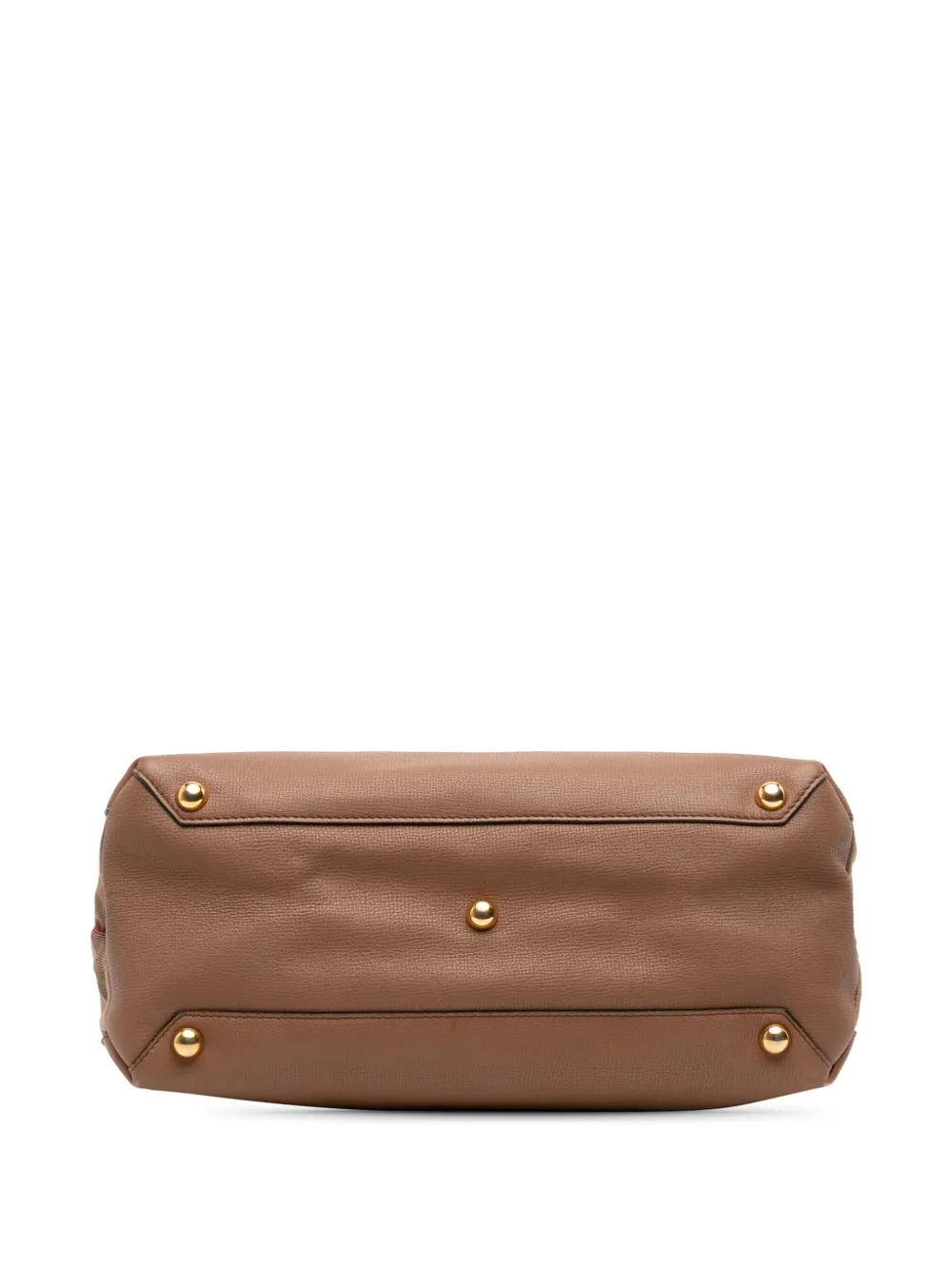 Pre-owned Burberry 2000-2017 Medium Leather And House Check Banner Satchel In Brown