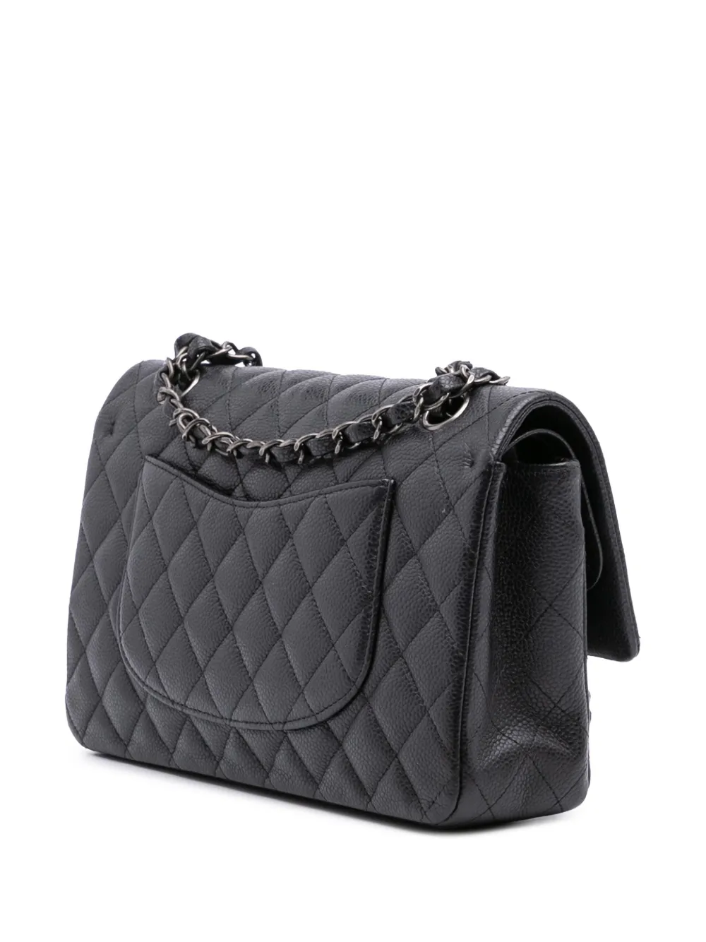 CHANEL Pre-owned 2014-2015 Medium Classic Caviar Double Flap Shoulder Bag In Black